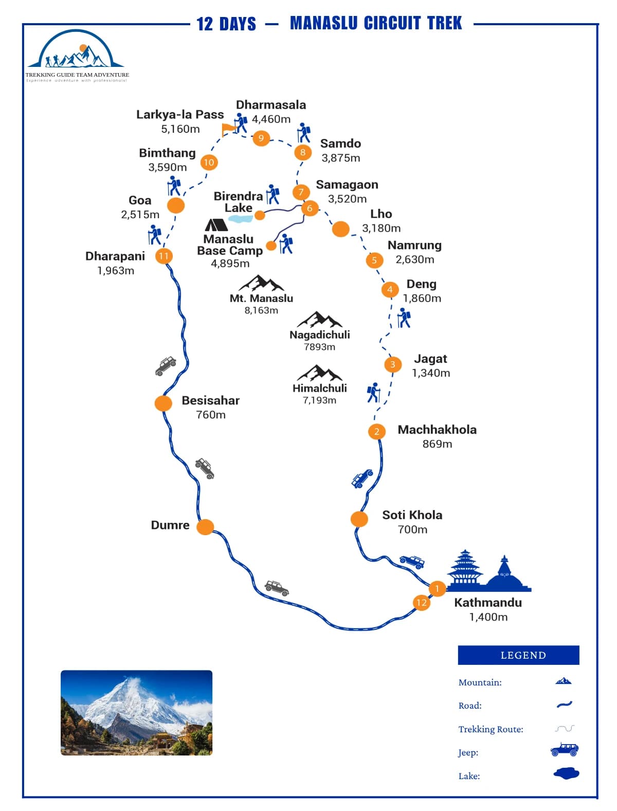 Manaslu Circuit Trek Map